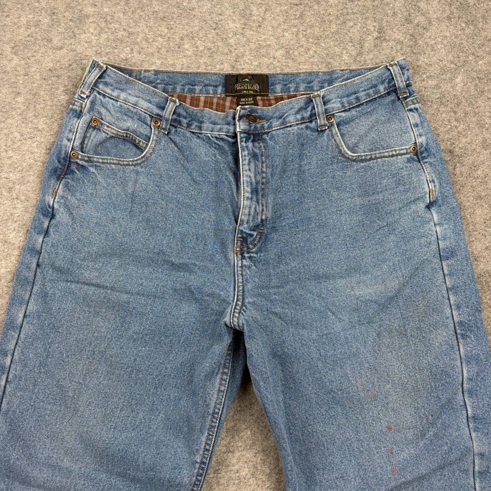RedHead Flannel Lined Jeans Mens 38x32 Blue Denim Workwear Rugged Outdoor